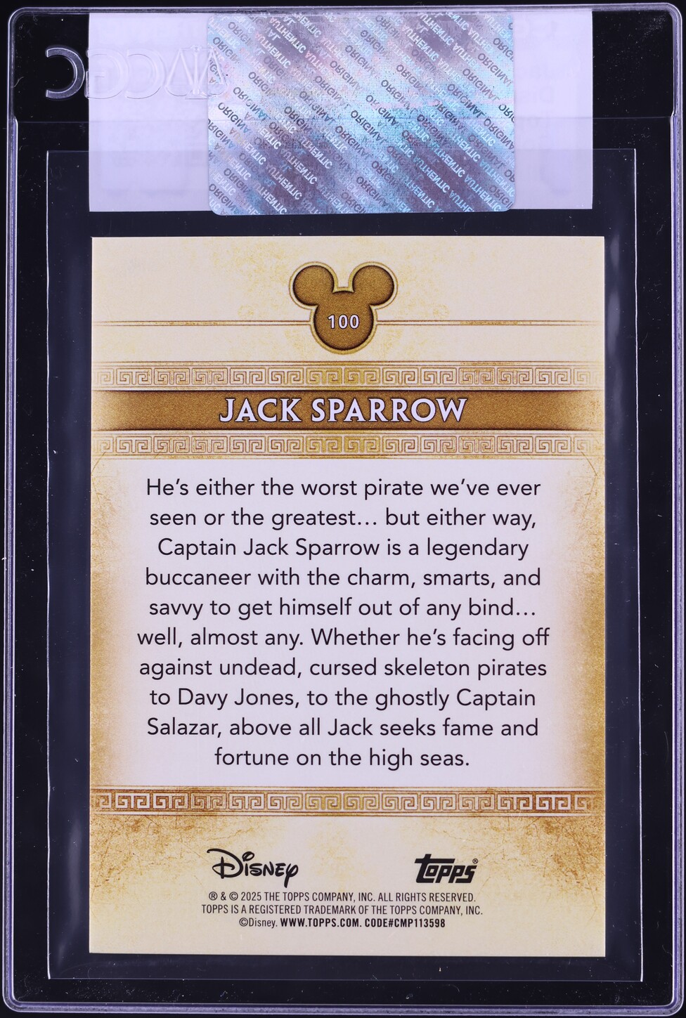 2025 Topps Disney Mint Gold Jack Sparrow #100 CGC AUTH