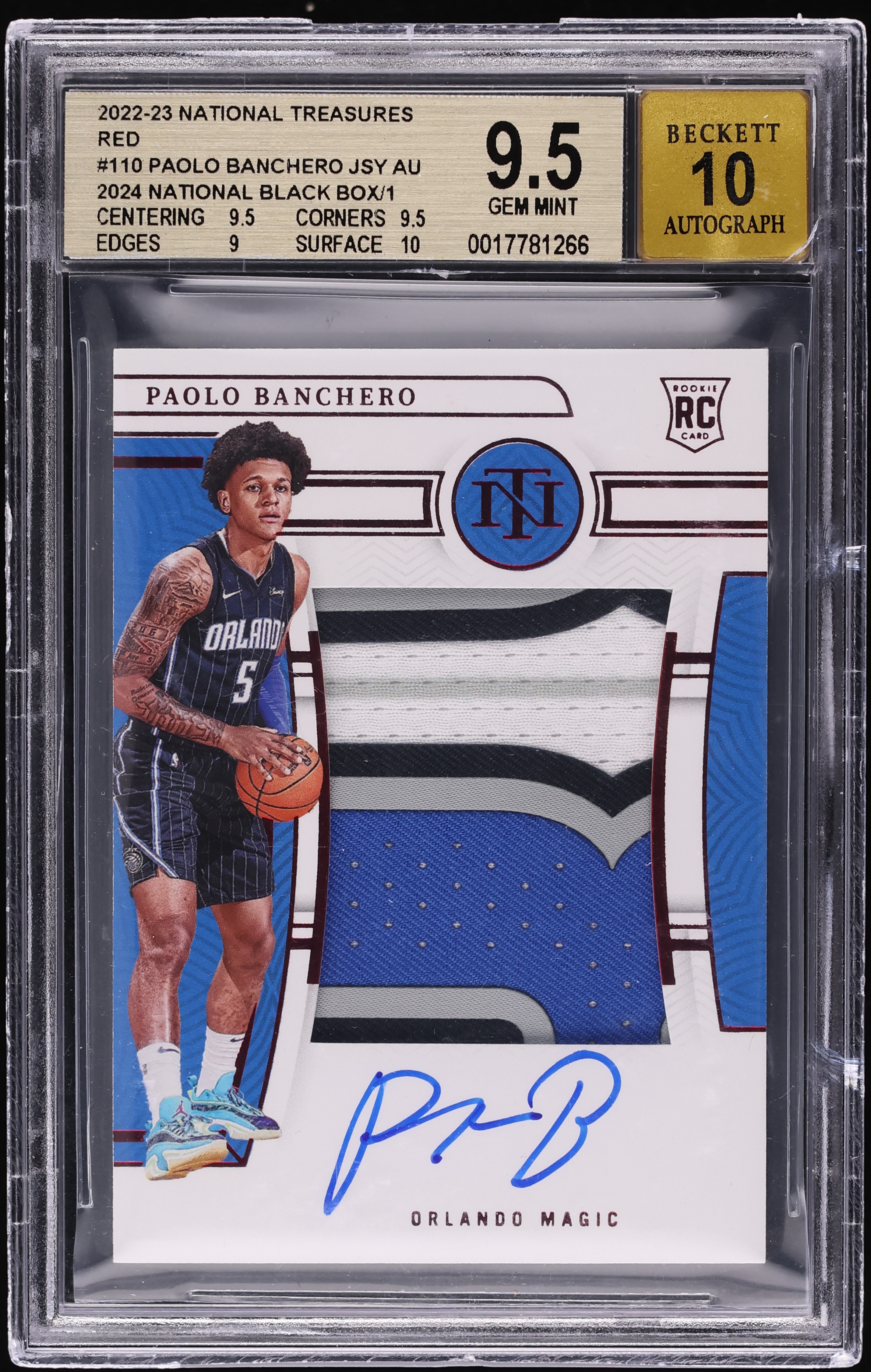 2022 National Treasures Red Black Box Paolo Banchero ROOKIE PATCH