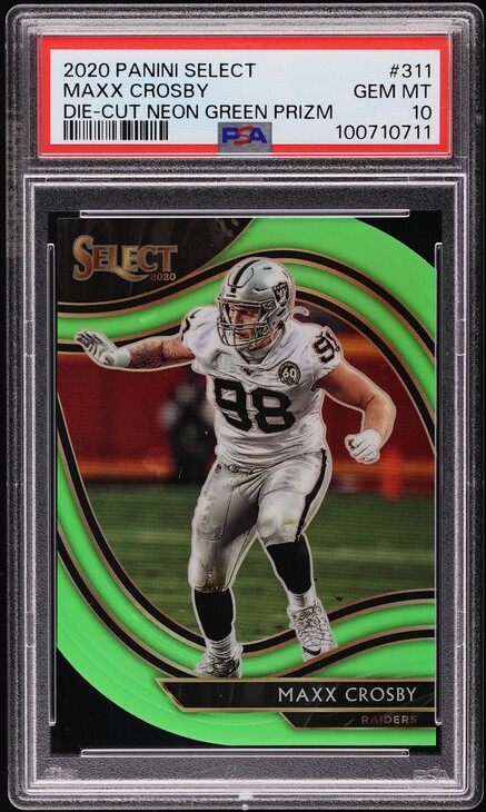 2020 Select Field Level Neon Green Prizm Die-Cut Maxx Crosby #311