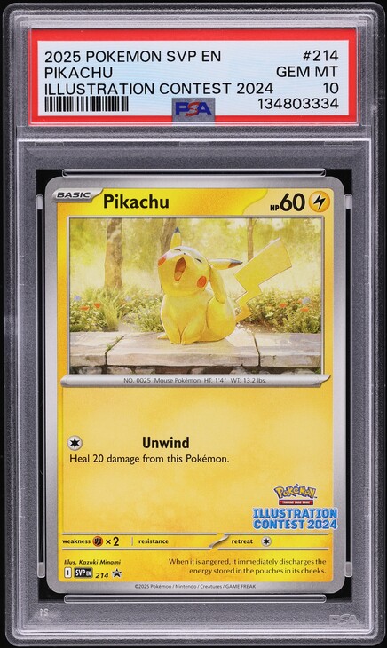 2025 Pokemon Scarlet & Violet Promo Illustration Contest Pikachu #214 PSA 10 GEM MINT