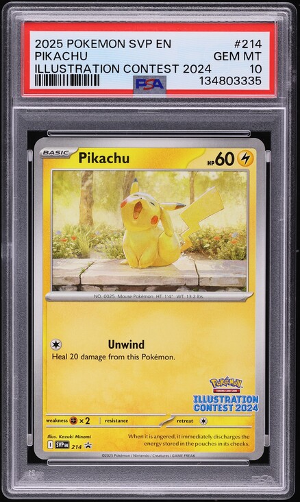 2025 Pokemon Scarlet & Violet Promo Illustration Contest Pikachu #214 PSA 10 GEM MINT