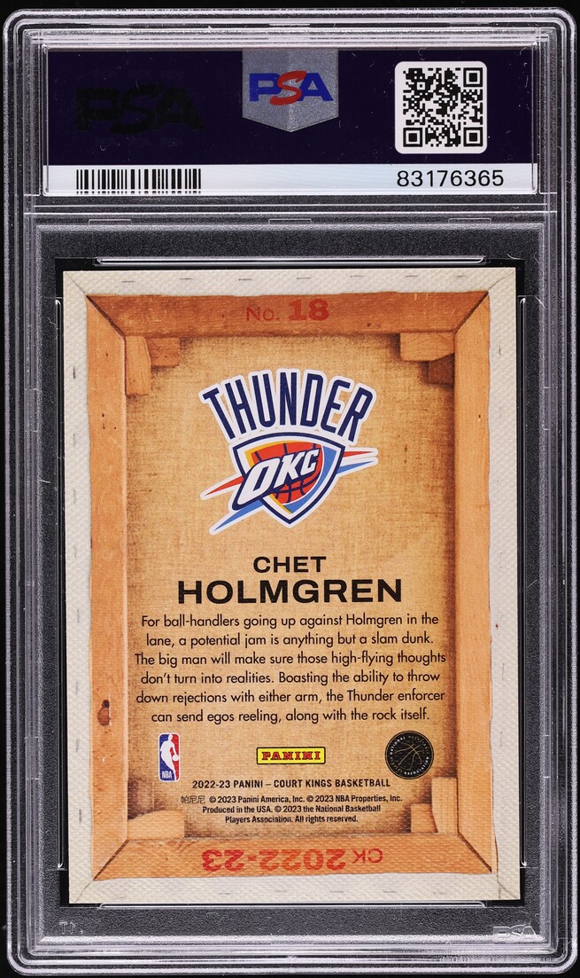 2022 Panini Court Kings Blank Slate Chet Holmgren ROOKIE #18 PSA 10 GEM MINT