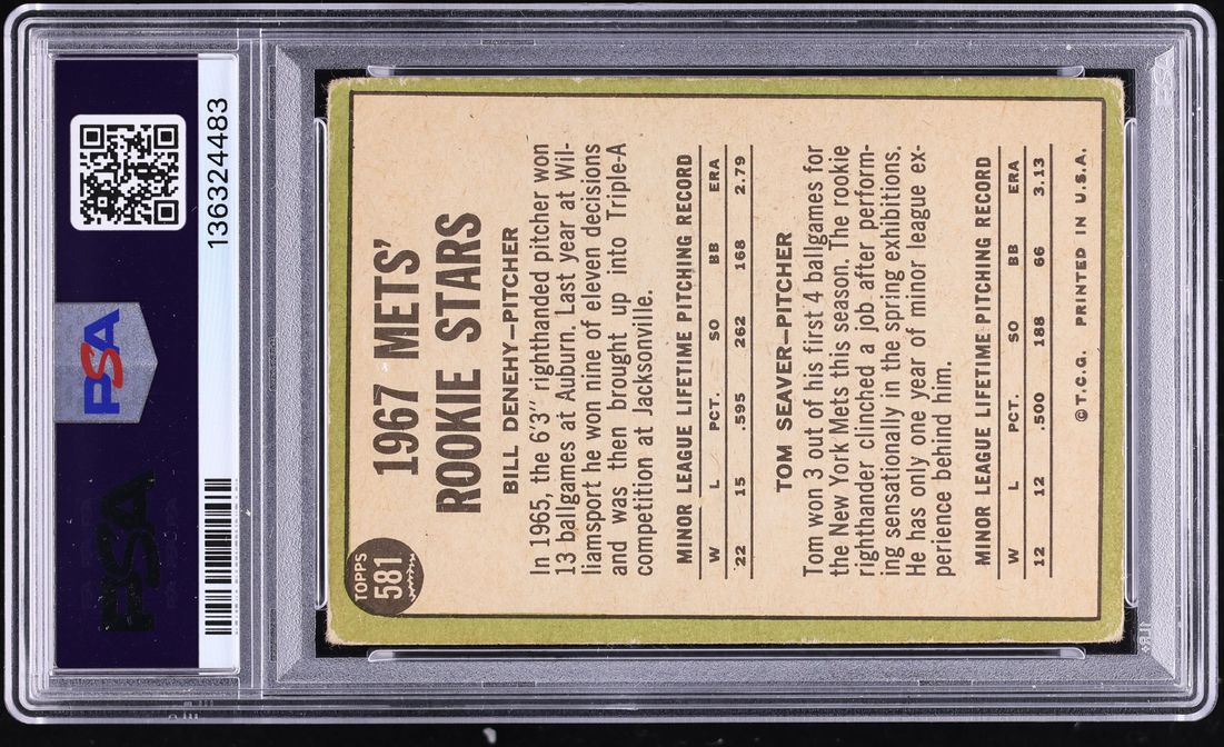 1967 Topps Mets Bill Denehy Tom Seaver ROOKIE #581 PSA 2 GD
