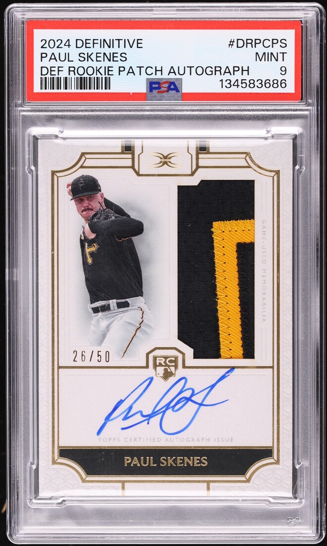 2024 Definitive Collection Paul Skenes ROOKIE PATCH AUTO /50 #DRPC-PS PSA 9 MINT