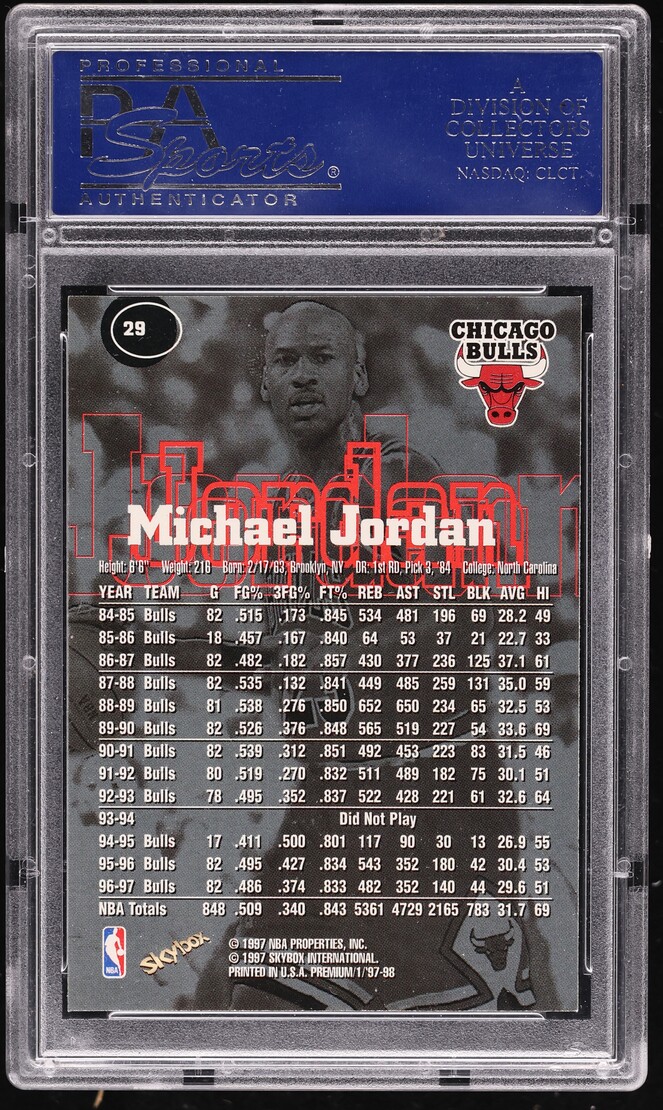 1997 Skybox Premium Michael Jordan #29 PSA 10 GEM MINT