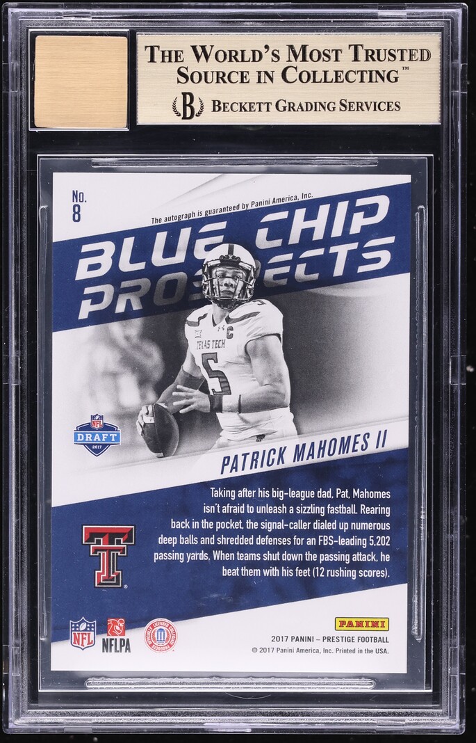2017 Panini Prestige Blue Chip Prospects Ink Patrick Mahomes II ROOKIE AUTO /25 #8 BGS 9.5 GEM