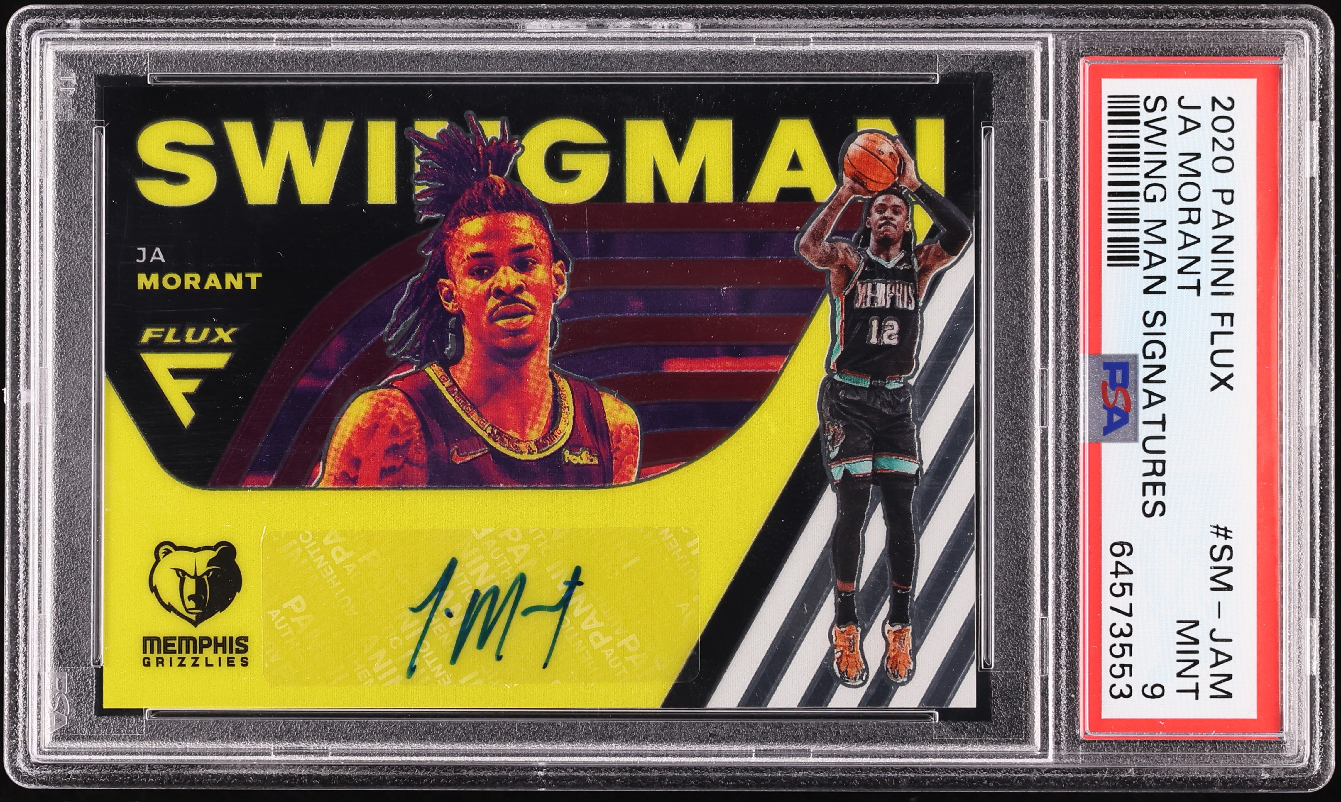 2020 Panini Flux Swing Man Ja Morant AUTO #SM-JAM PSA 9 MINT on