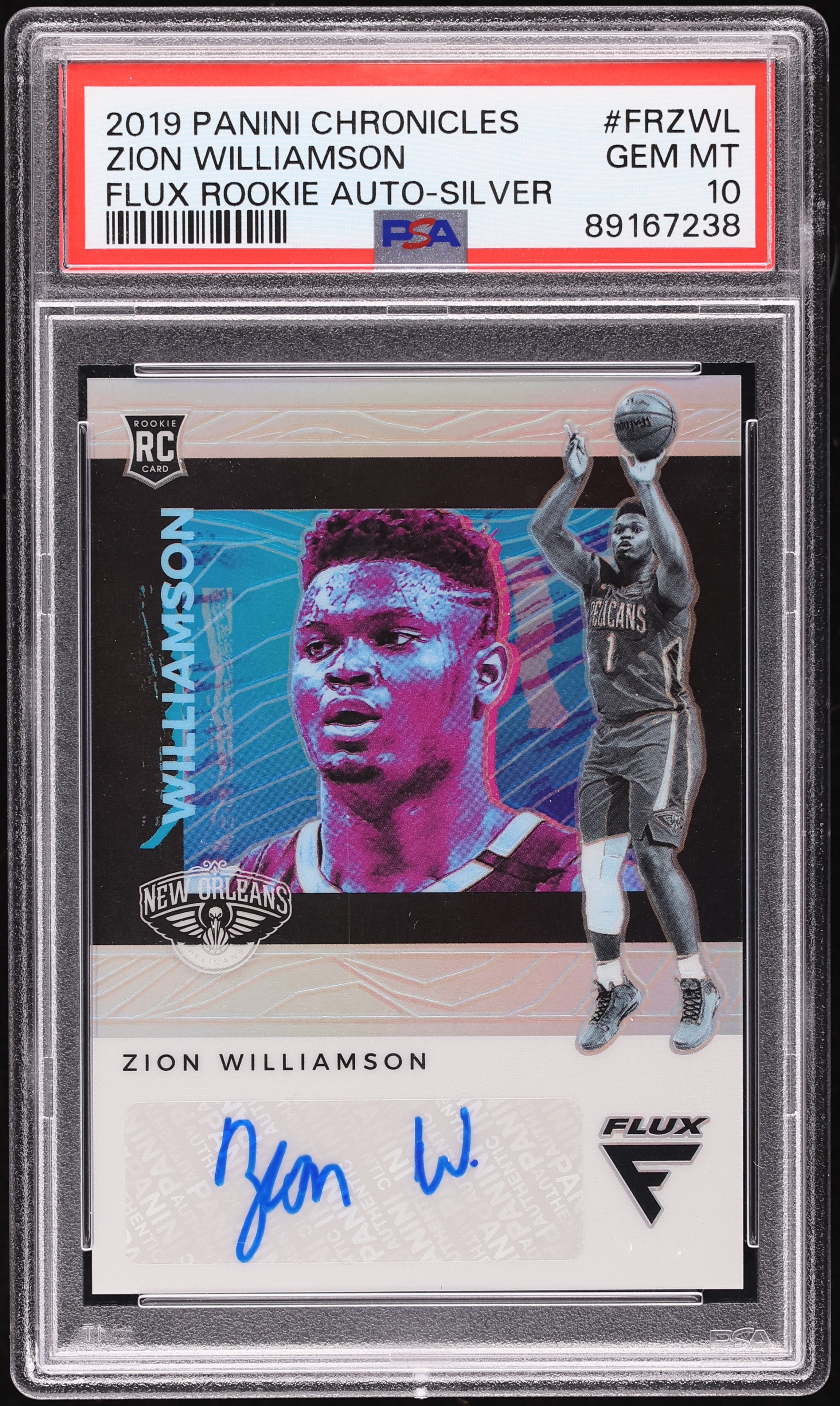 2019 Panini Chronicles Flux Silver Zion Williamson ROOKIE AUTO