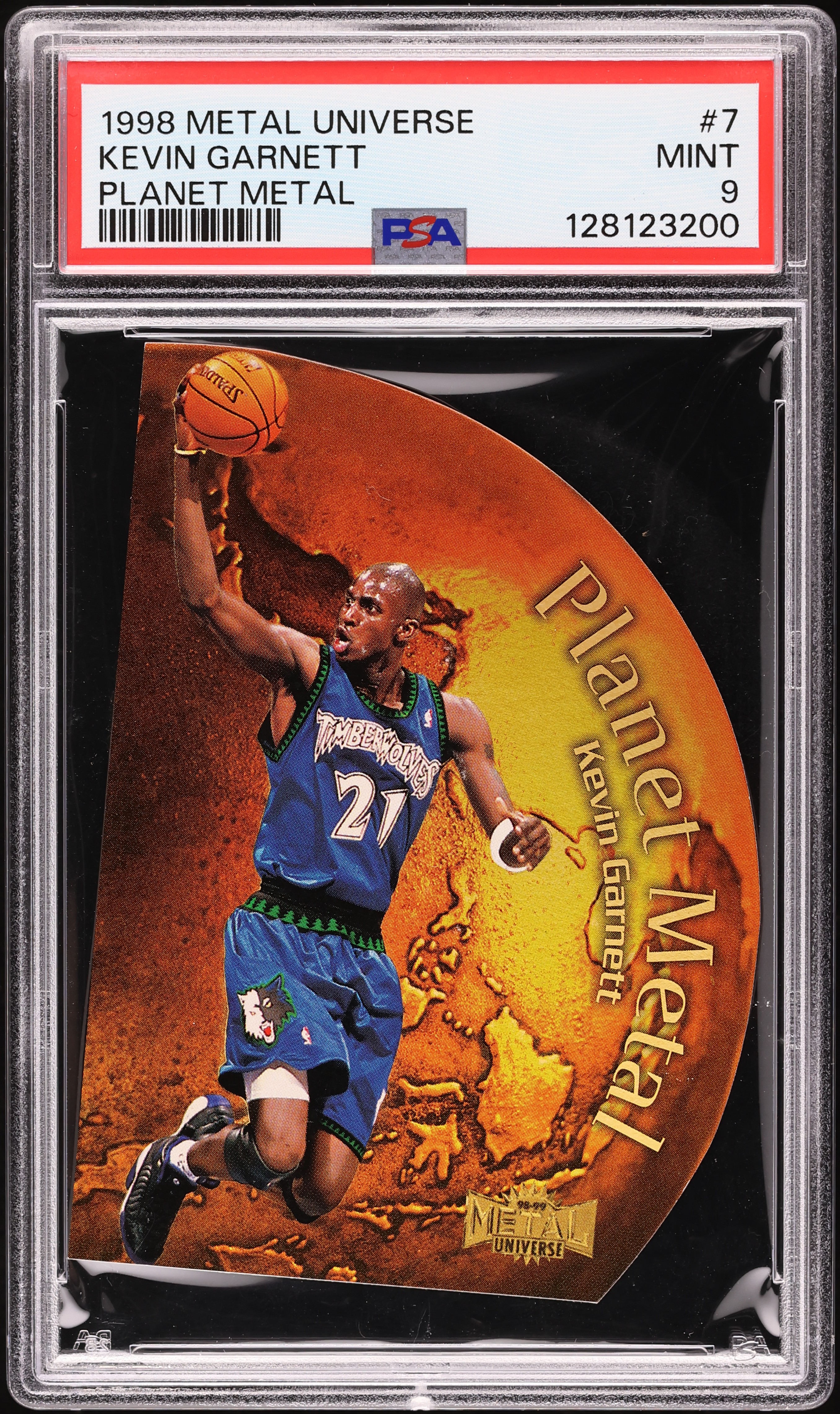 1998 Metal Universe Planet Die-Cut Kevin Garnett #7PM PSA 9 MINT 