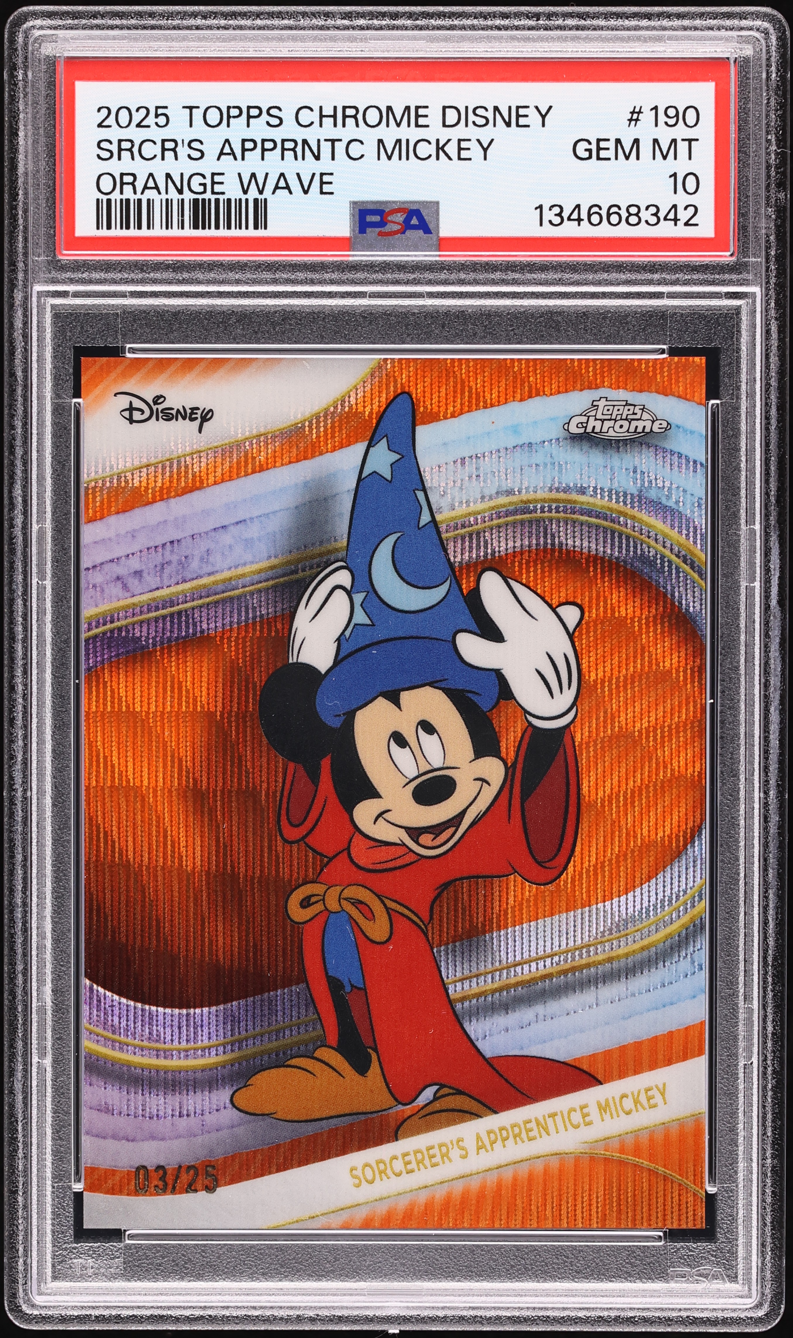 2025 Topps Chrome Disney Orange Wave Sorcerer's Apprentice Mickey