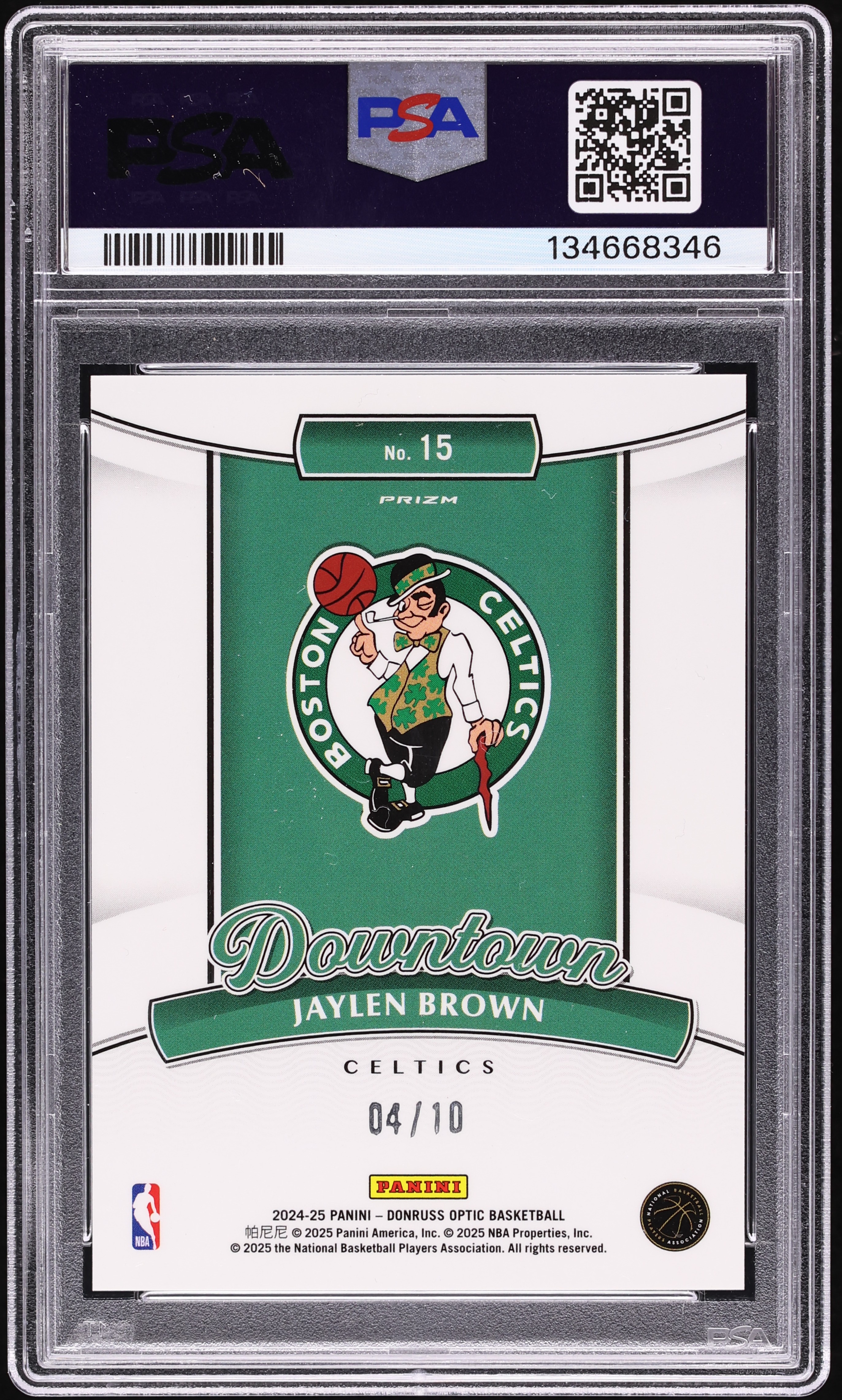 2024 Donruss Optic Downtown Gold Jaylen Brown /10 #15 PSA 10 GEM 
