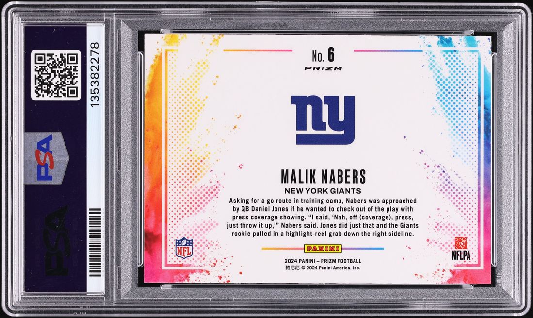 2024 Panini Prizm Color Blast Malik Nabers ROOKIE #6 PSA 10 GEM MINT
