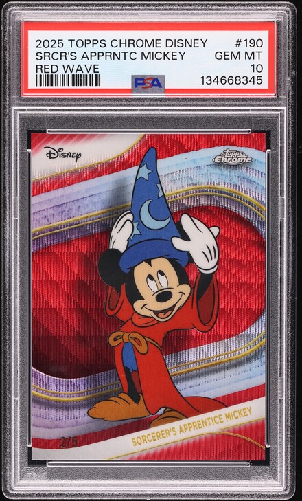 2025 Topps Chrome Disney Red Wave Sorcerer's Apprentice Mickey /5