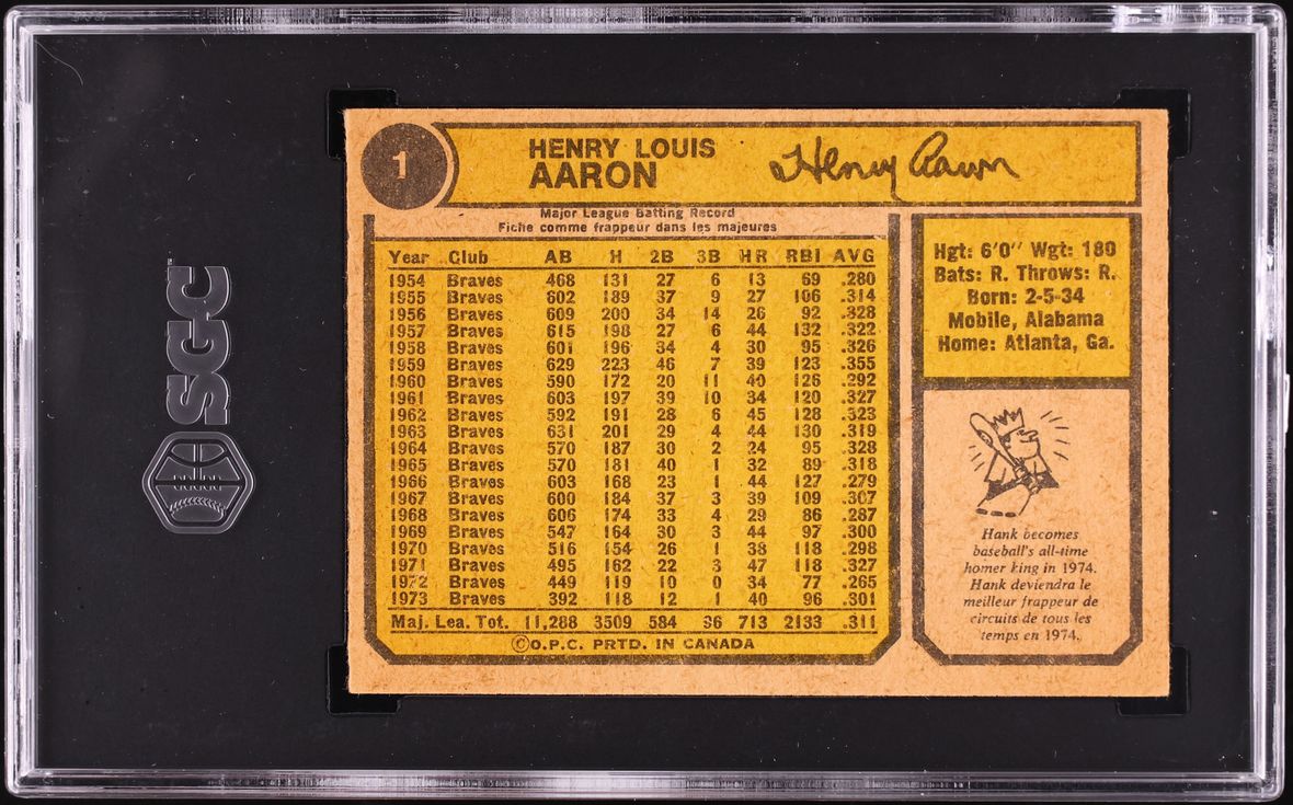 1974 O-Pee-Chee Hank Aaron #1 SGC 5 EX