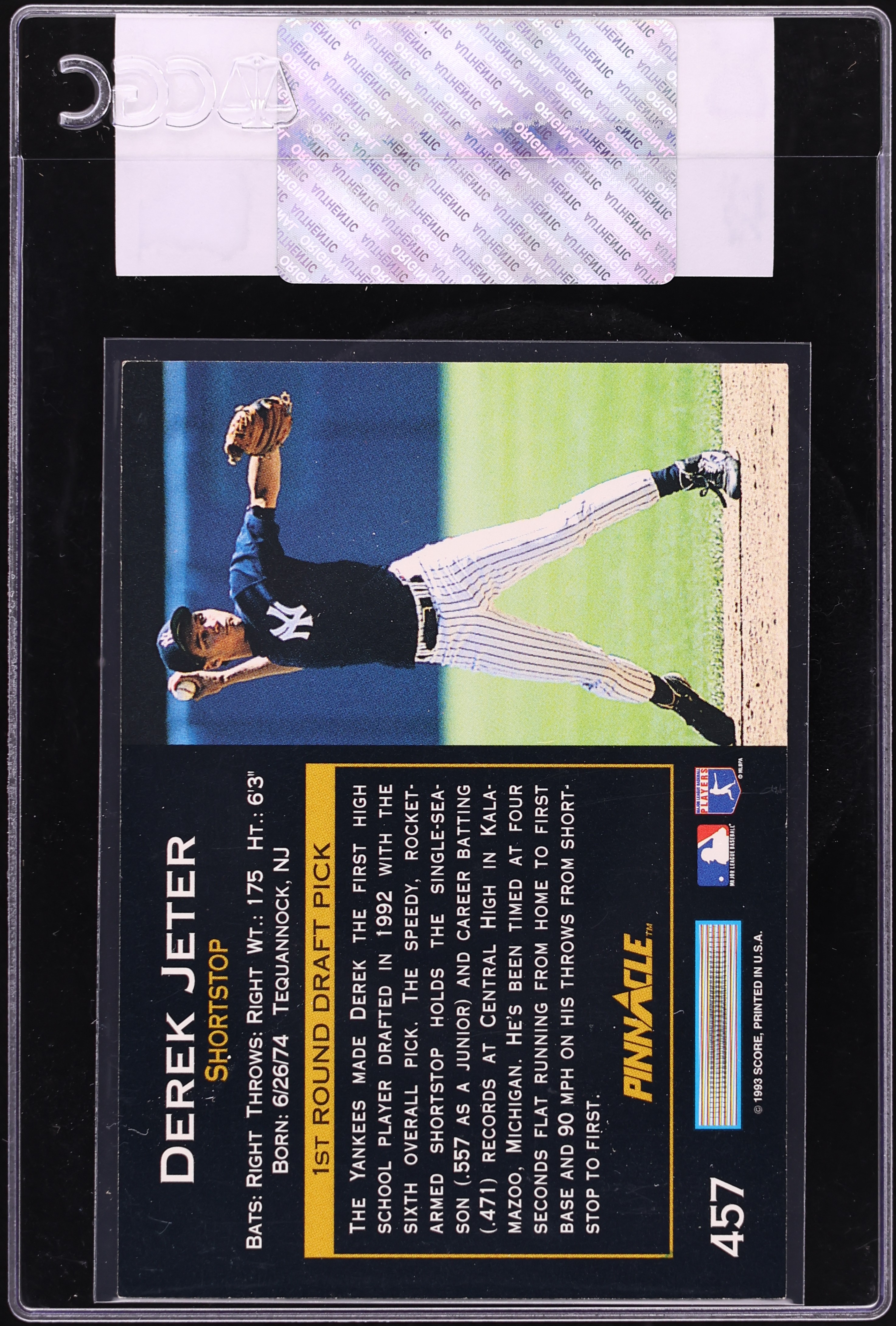 1993 Pinnacle Derek Jeter ROOKIE #457 CGC AUTH on Fanatics Collect