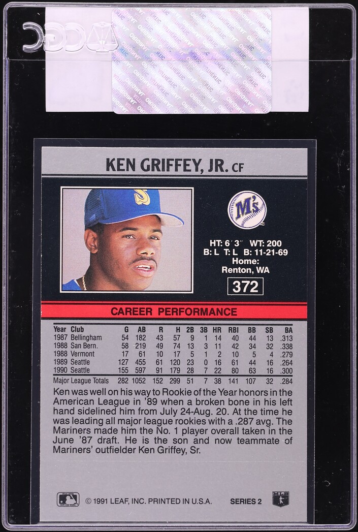 1991 Leaf Ken Griffey Jr. #372 CGC AUTH