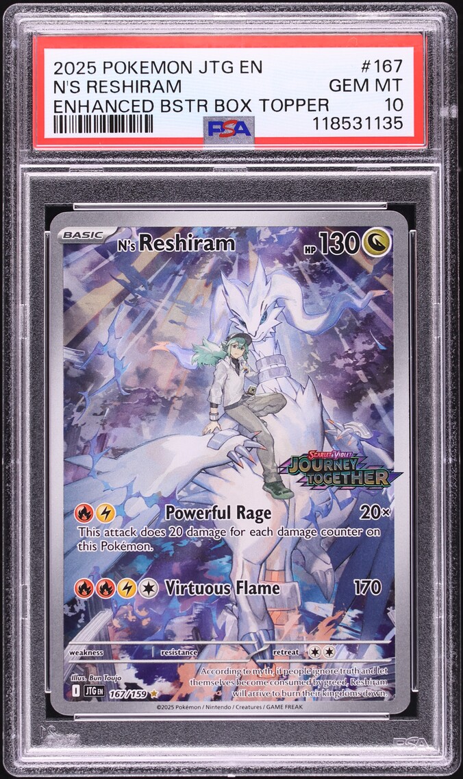 2025 Pokemon Scarlet & Violet Journey Together Enhanced Display IR N's Reshiram #167 PSA 10 GEM