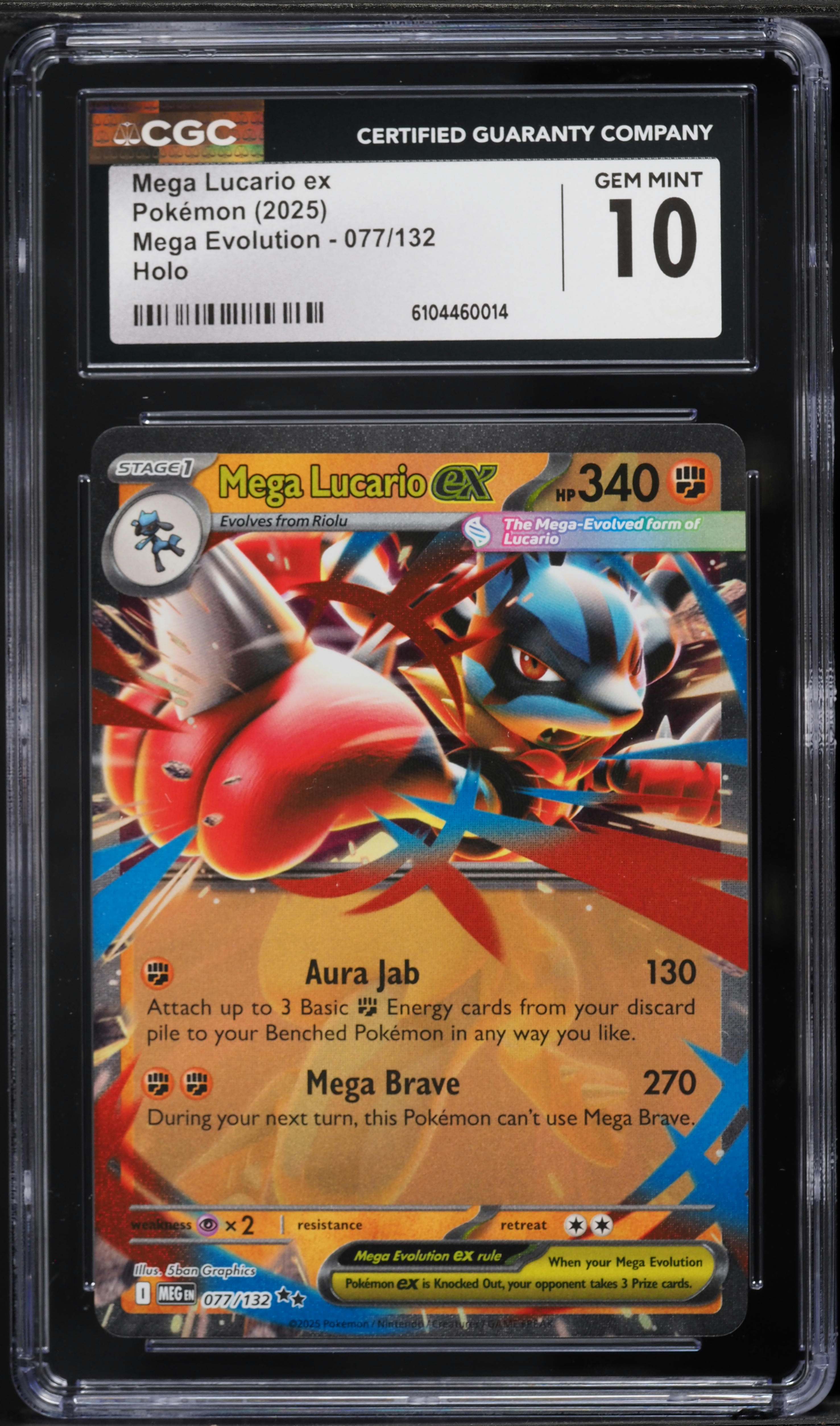 2025 Pokemon Mega Evolution Holo Mega Lucario ex #77 CGC 10 GEM