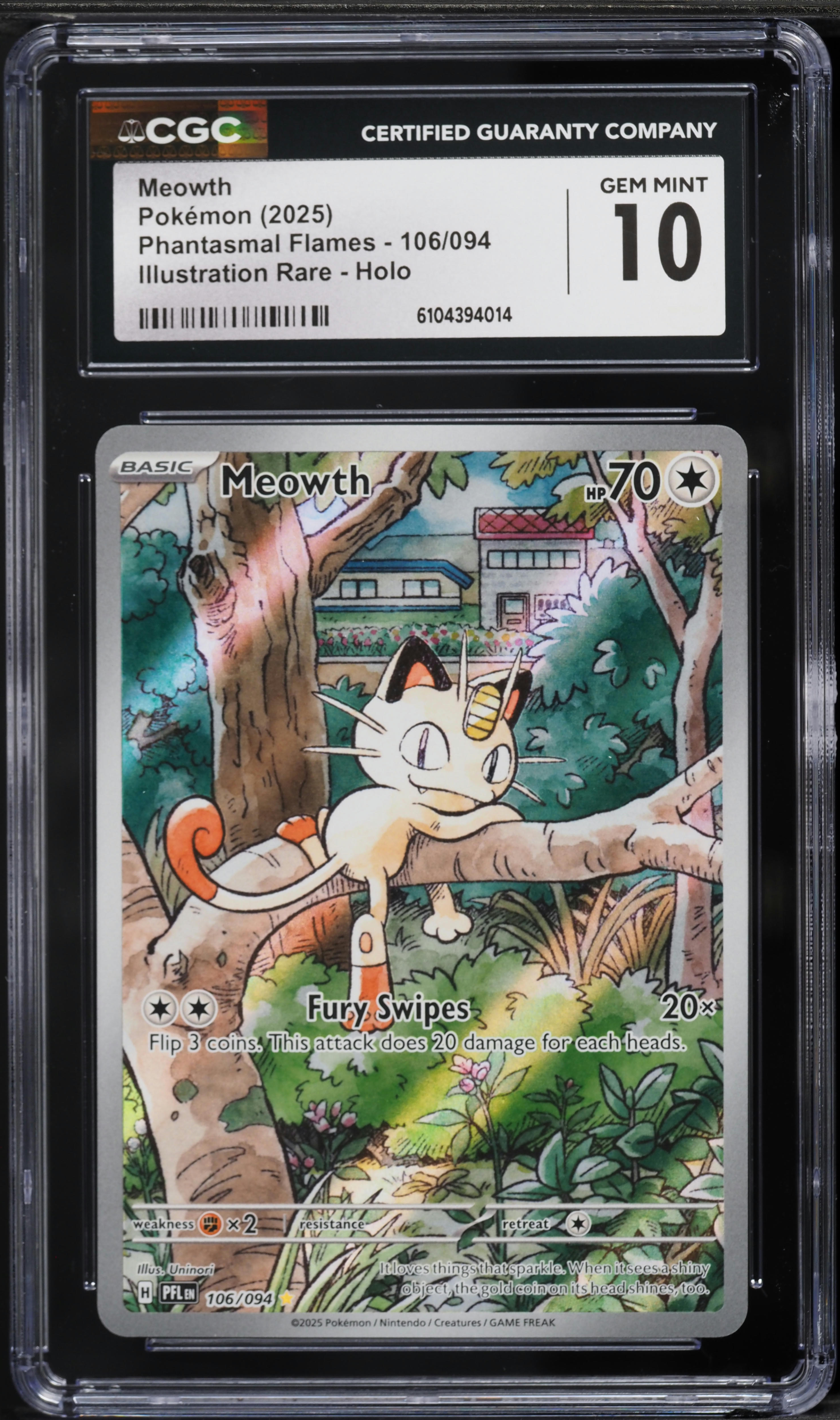 2025 Pokemon Mega Phantasmal Flames IR Meowth #106 CGC 10 GEM MINT