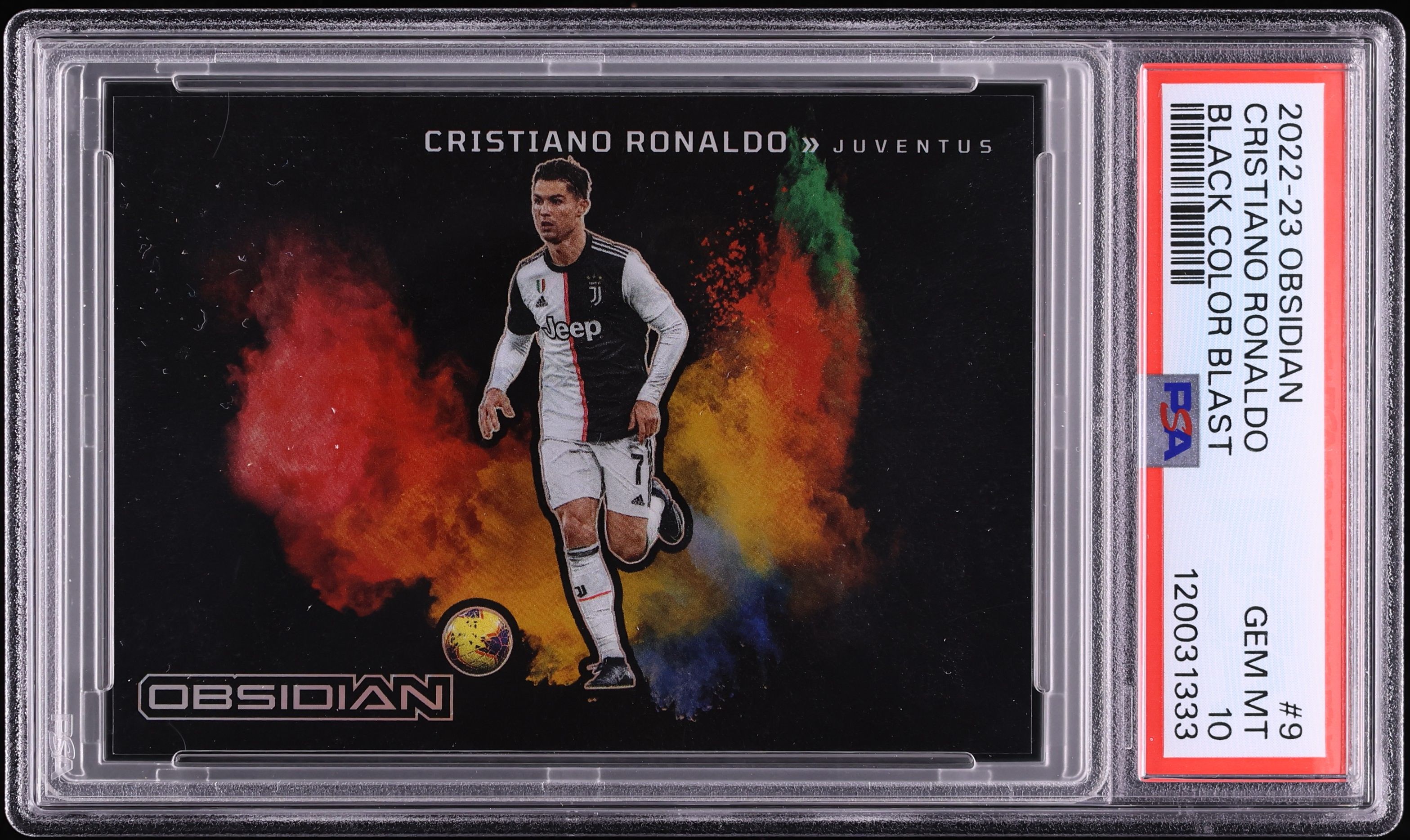 2022 Panini Obsidian Black Colorblast Cristiano Ronaldo #9 PSA 10