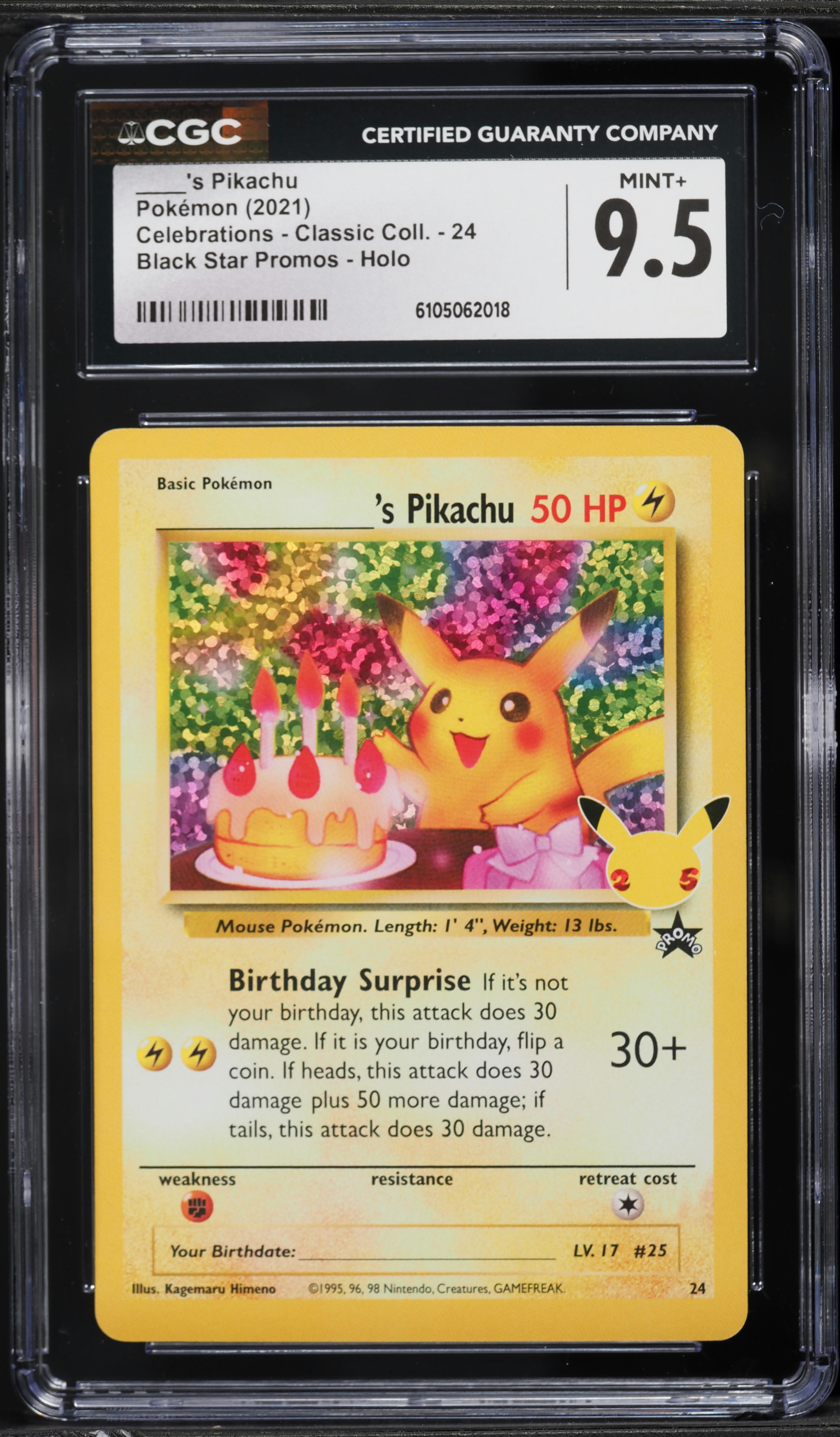 pokemon cards birthday pikachu 2021 Pokemon Celebrations Classic Collection Holo Birthday Pikachu 24/53 PSA 10