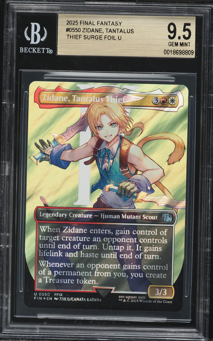 2025 MTG Final Fantasy Zidane, Tantalus Thief Borderless Surge Foil U BGS 9.5 GEM MINT 2025 MTG Final Fantasy Zidane, Tantalus Thief Borderless Surge Foil U BGS 9.5 GEM MINT