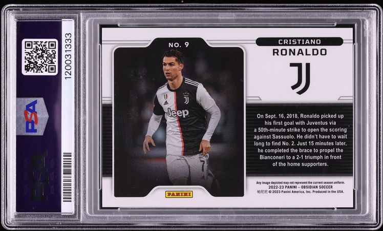 2022 Panini Obsidian Black Colorblast Cristiano Ronaldo #9 PSA 10