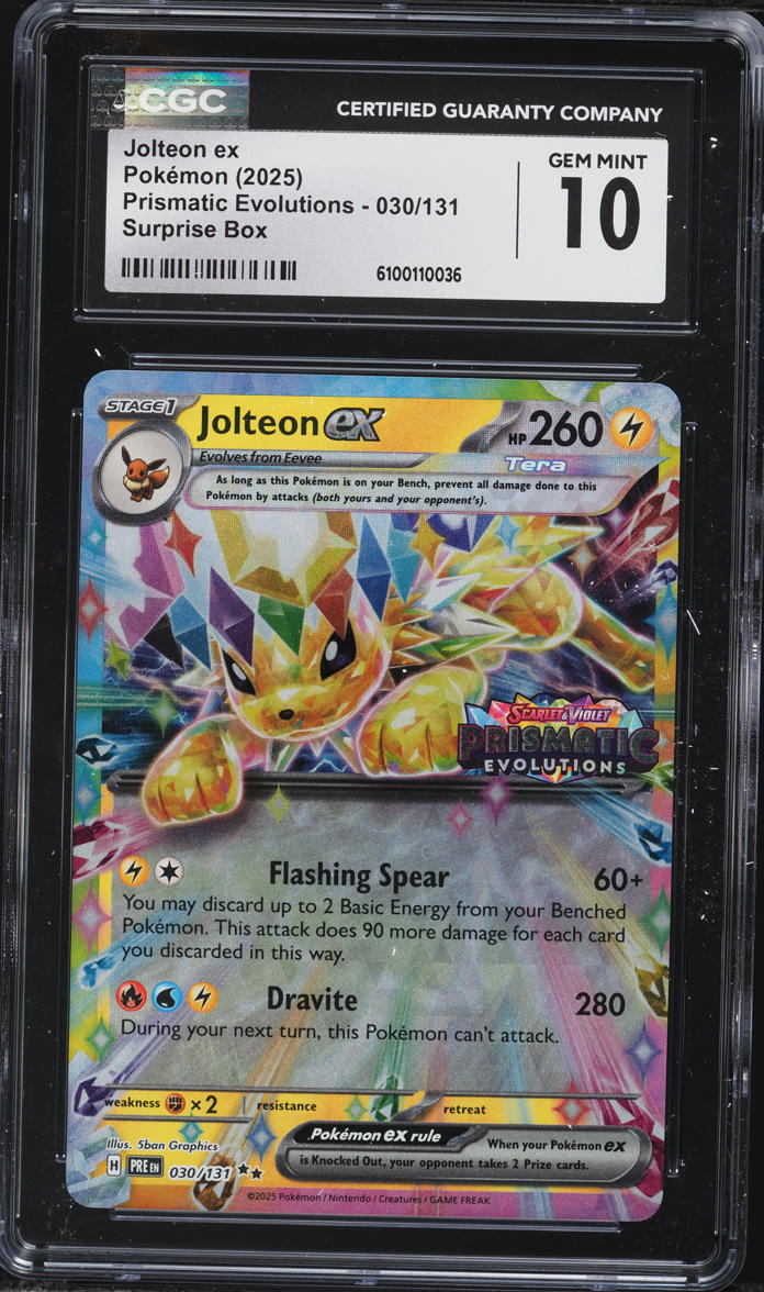 2025 Pokemon SV Prismatic Evolutions Surprise Box Holo Jolteon ex #30 CGC  10 GEM MINT on Fanatics Collect