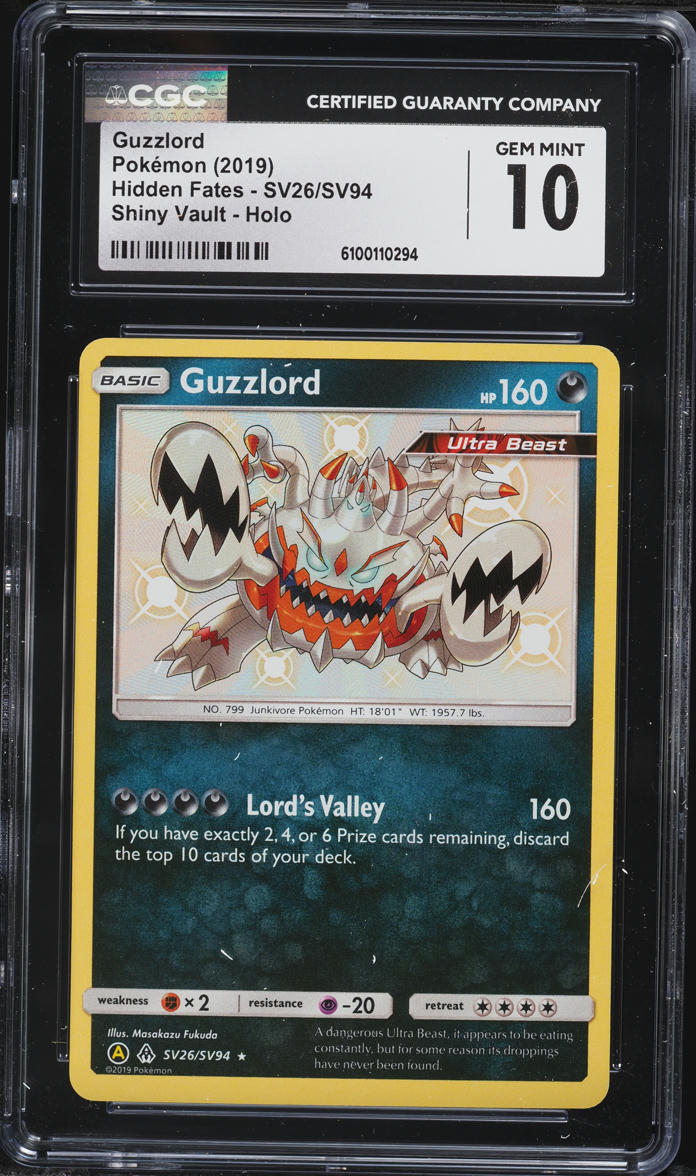 2019 Pokemon Sun & Moon Hidden Fates Shiny Vault Holo Guzzlord #SV26 CGC 10 GEM MINT