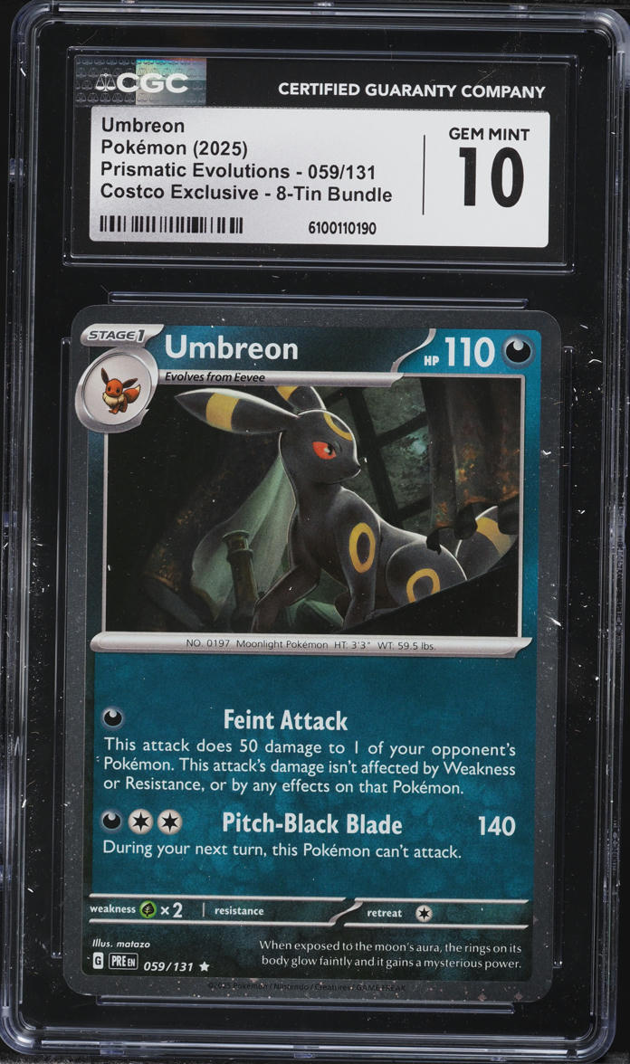 2025 Pokemon Prismatic Evolutions Costco Exclusive 8-Tin Bundle Umbreon #059 CGC 10 GEM MINT
