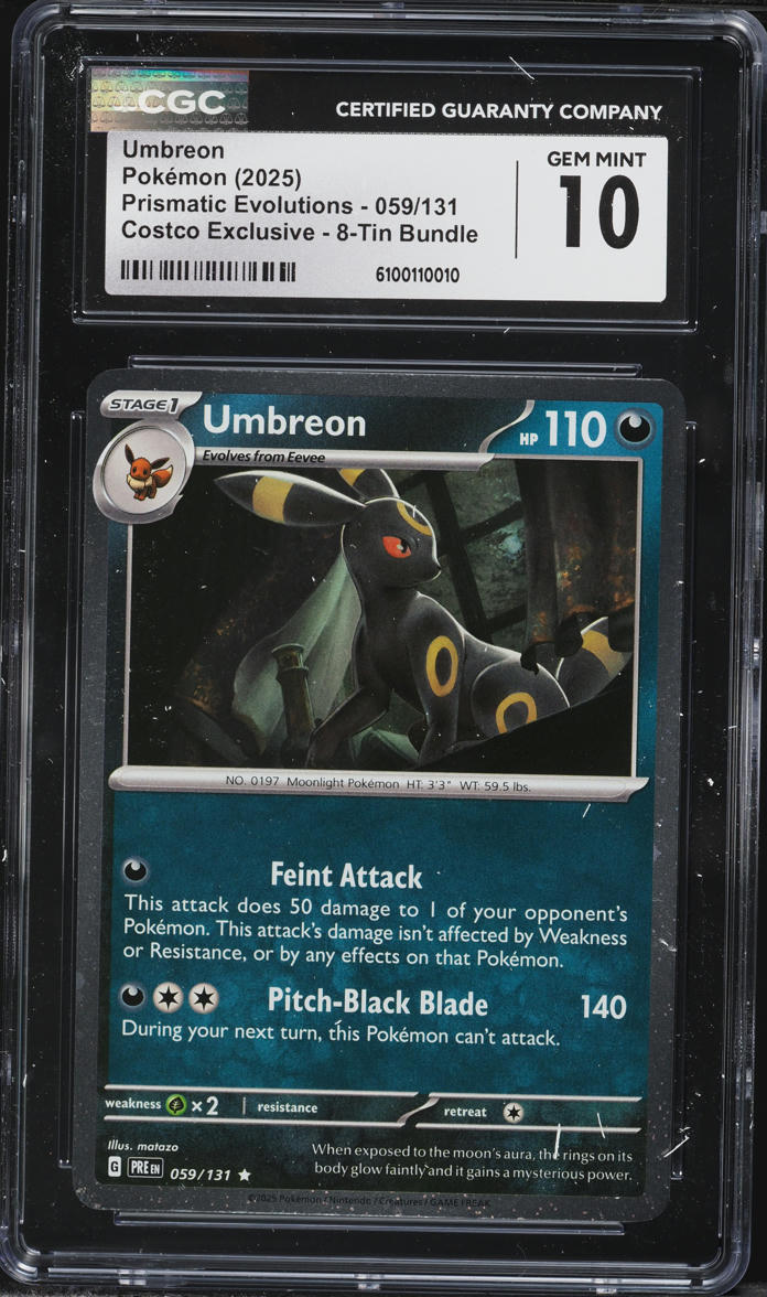 2025 Pokemon Prismatic Evolutions Costco Exclusive 8-Tin Bundle Umbreon #059 CGC 10 GEM MINT