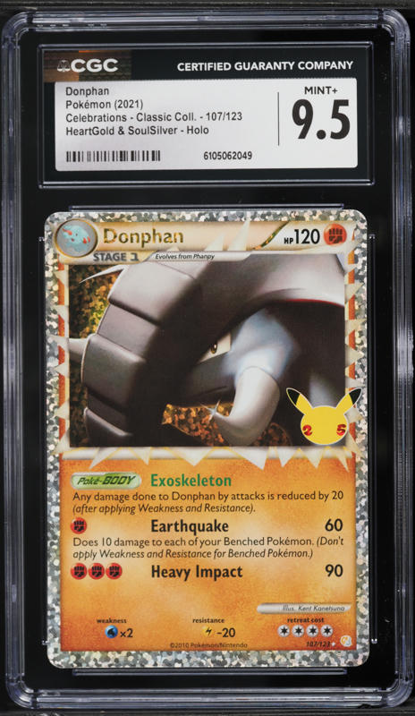 2021 Pokemon HeartGold & SoulSilver Holo Donphan #107 CGC 9.5 MINT+