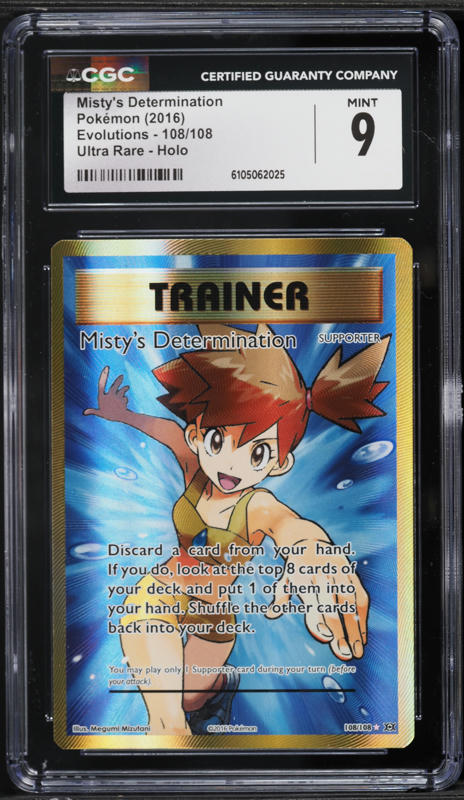 2016 Pokemon XY Evolutions Full Art Misty's Determination #108 CGC 9 MINT