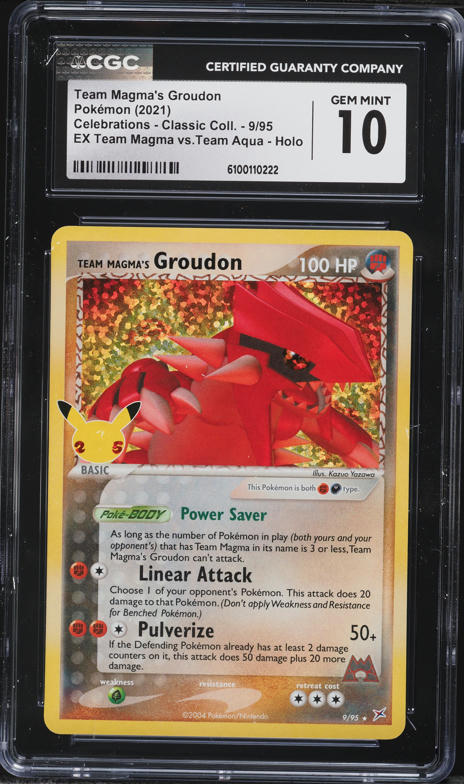 2021 Pokemon Sword & Shield Celebrations Classic Holo Team Magma's Groudon #9 CGC 10 GEM MINT