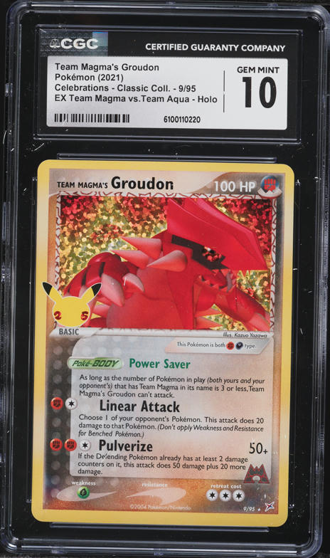 2021 Pokemon Sword & Shield Celebrations Classic Holo Team Magma's Groudon #9 CGC 10 GEM MINT