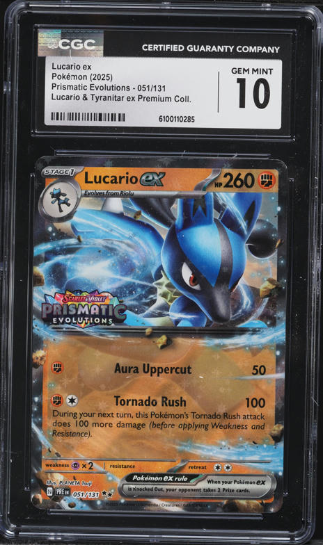 2025 Pokemon SV Prismatic Evolutions Premium Collection Lucario EX #051 CGC 10 GEM MINT