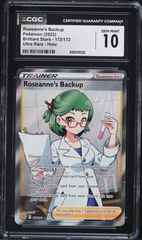 2022 Pokemon SWSH Brilliant Stars Full Art Roseanne's Backup #172 CGC 10 GEM MINT