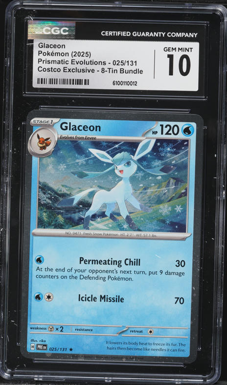2025 Pokemon SV Prismatic Evolutions Holo Glaceon #25 CGC 8.5 NM-MT+ on  Fanatics Collect