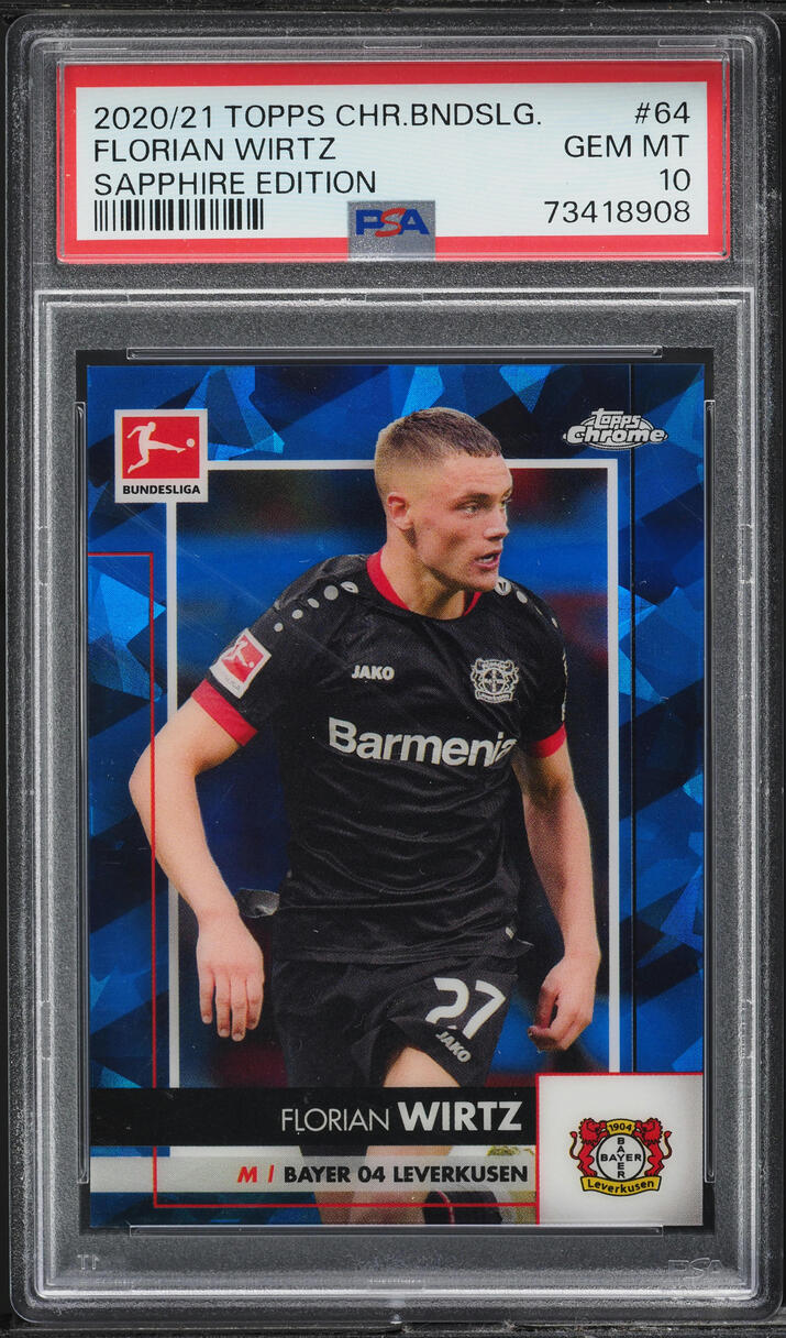 2020 Topps Chrome Bundesliga Sapphire Florian Wirtz ROOKIE #64 PSA 10 GEM MINT
