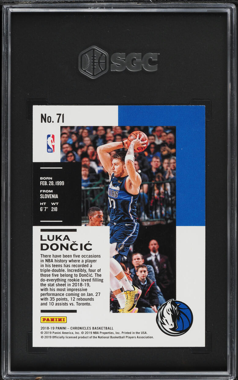 2018 Panini Chronicles Luka Doncic ROOKIE #71 SGC 10 GEM MINT