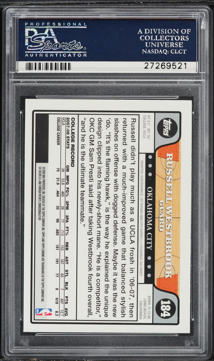 2008 Topps Chrome Russell Westbrook ROOKIE #184 PSA 9 MINT