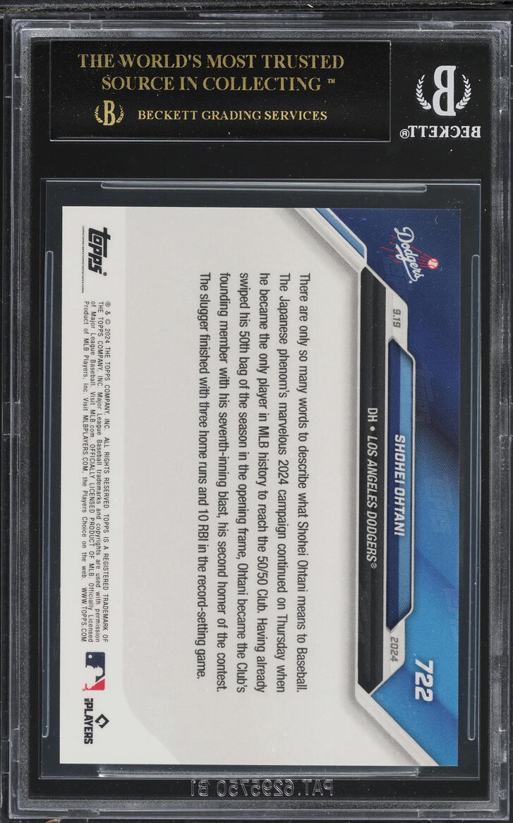 2024 Topps Now Shohei Ohtani #722 BGS 10 PRISTINE, BLACK LABEL