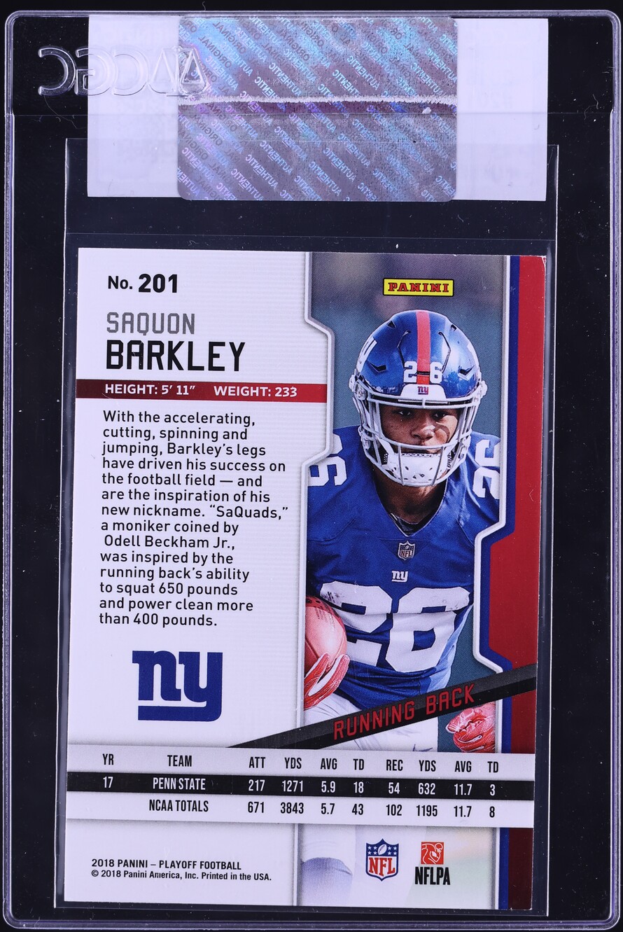 2018 Panini Playoff Saquon Barkley ROOKIE #201 CGC AUTH