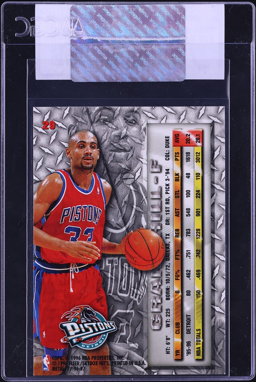 1996 Metal Basketball Grant Hill #29 CGC AUTH