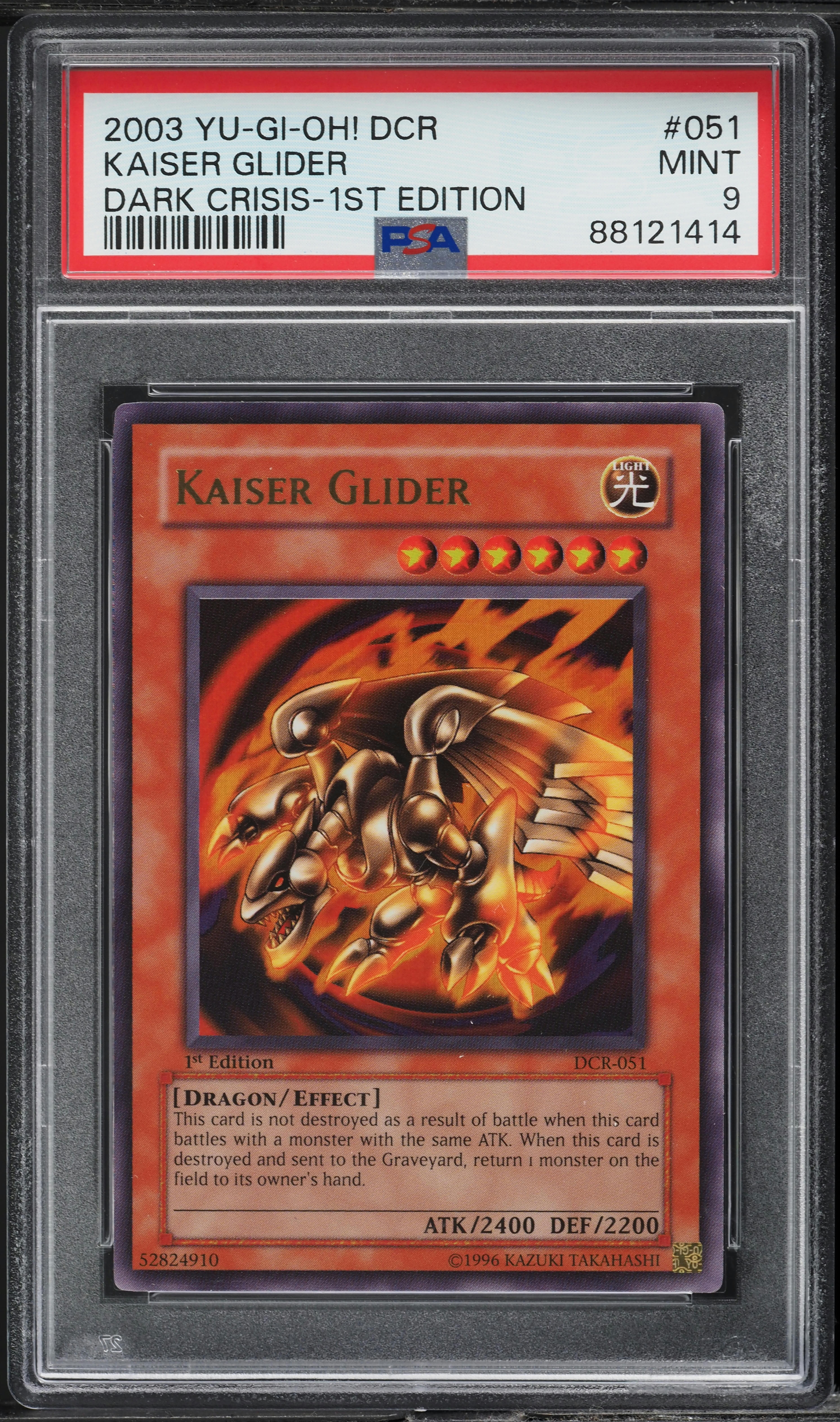 2003 Yu-Gi-Oh! Dark Crisis 1st Edition Kaiser Glider #DCR-051 PSA