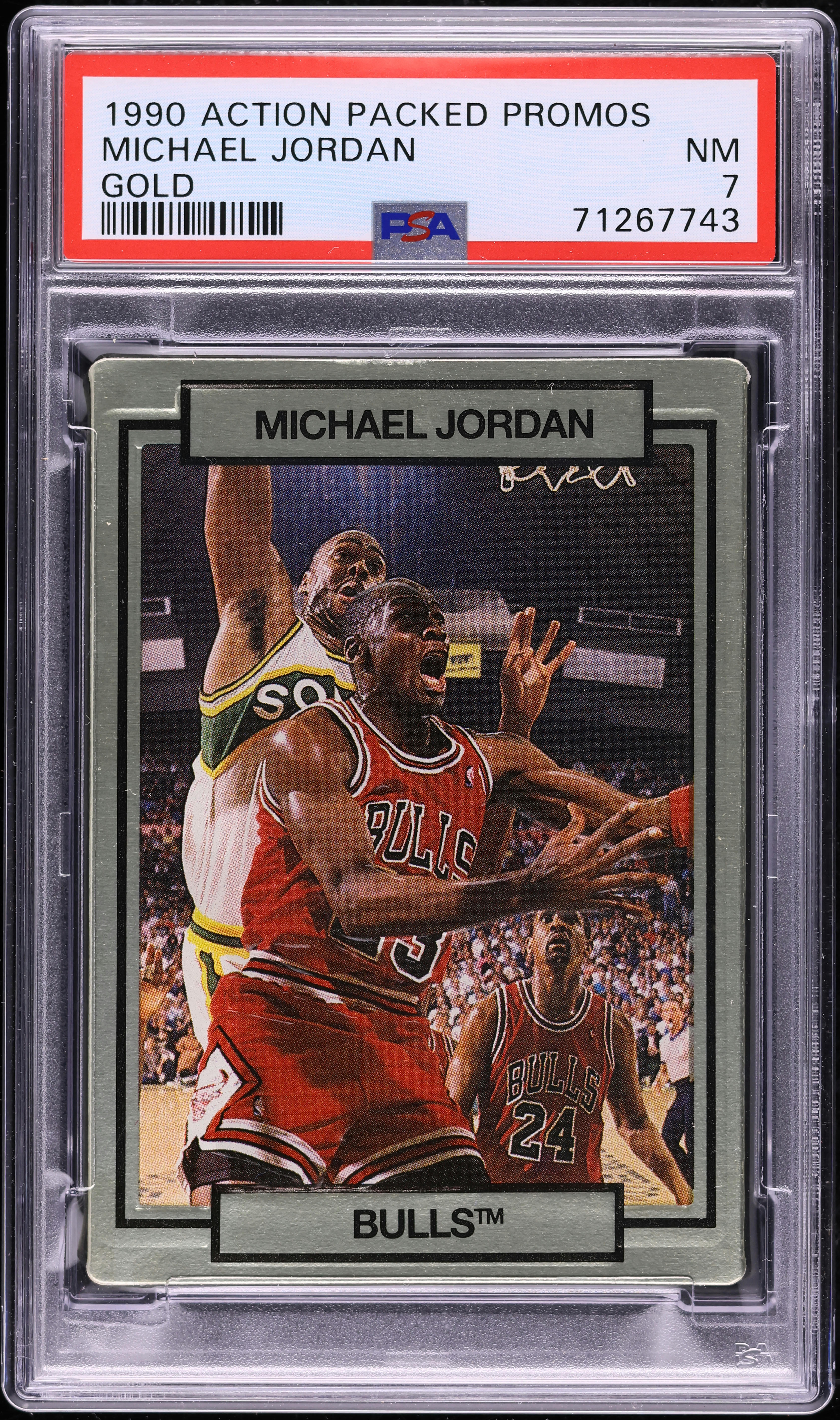 1990 Action Packed Promos Gold Michael Jordan PSA 7 NRMT on