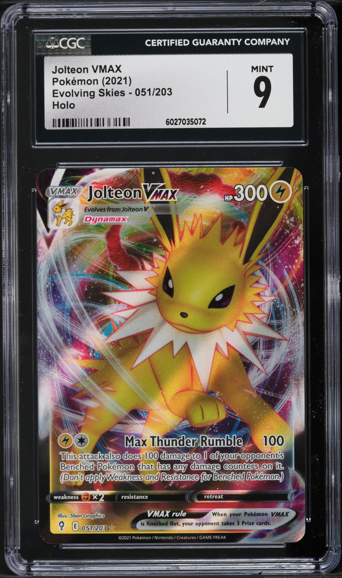 2021 Pokemon Sword & Shield Evolving Skies Full Art Jolteon VMAX #51 CGC 9 MINT