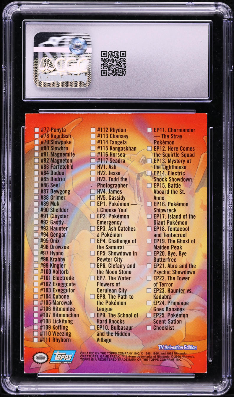 1999 Topps Pokemon Series 2 Silver Foil Checklist CGC 7 NRMT