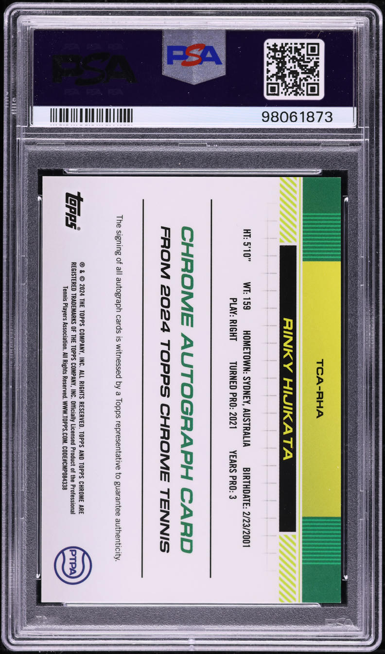 2024 Topps Chrome Tennis Rinky Hijikata ROOKIE AUTO #TCA-RHA PSA