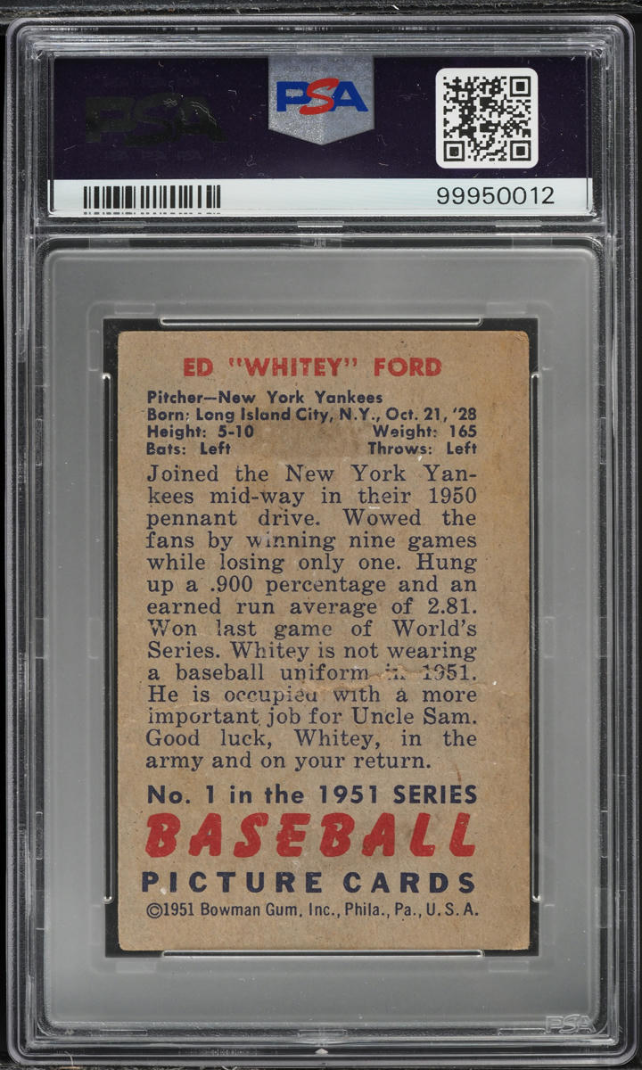 1951 Bowman Whitey Ford ROOKIE #1 PSA 1 PR